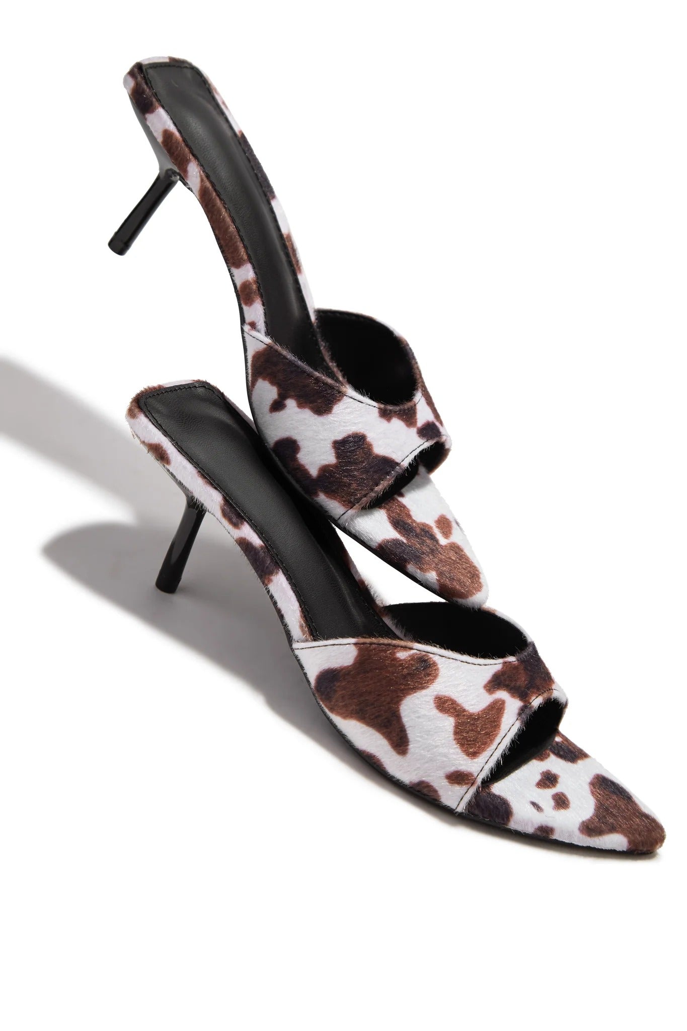 Leopard print mid-heeled high heels