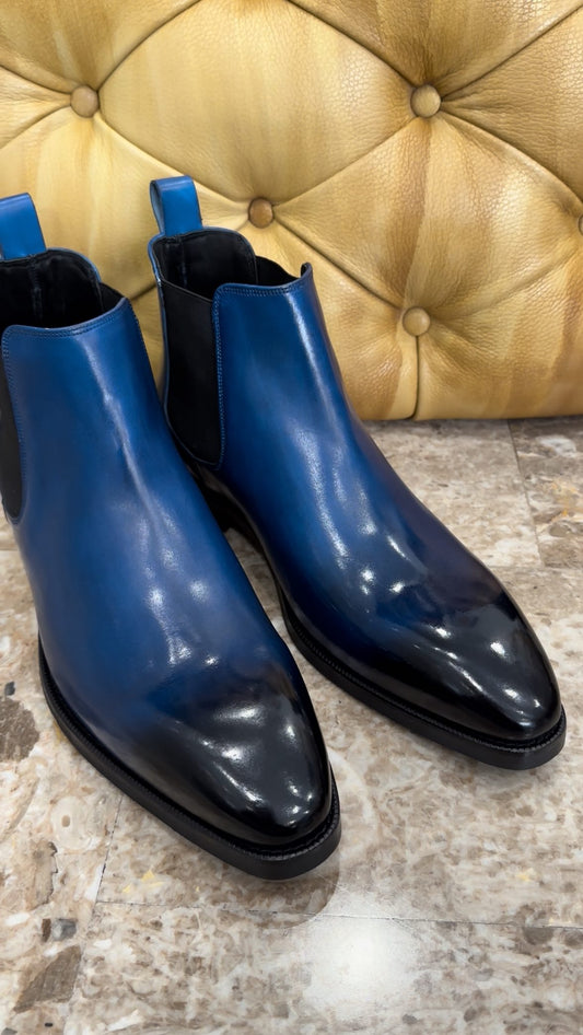 Gradient men's high-top leather shoes